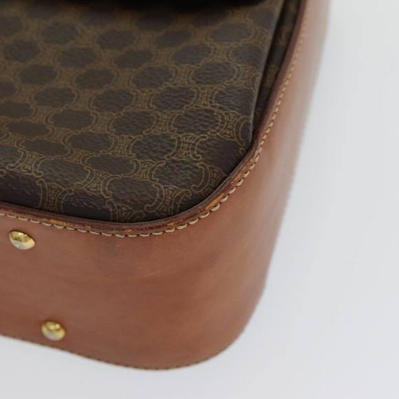 CELINE Macadam Canvas Hand Bag PVC Leather 2way Brown Gold Auth 86265 - Picture 10 of 16